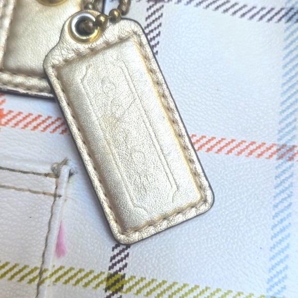 COACH WHITE PLAID HERITAGE TATTERSAL BAG PURSE TOTE No.K1173-F19174 - Picture 4 of 17